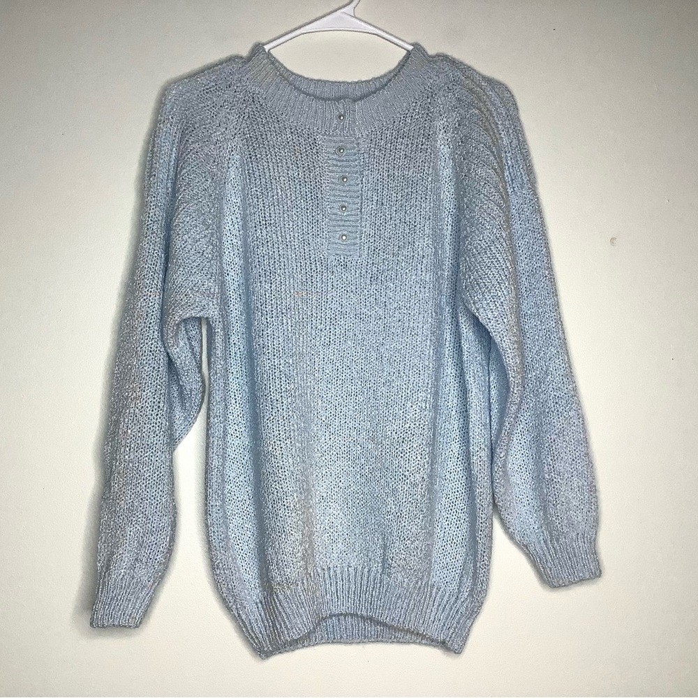 < Vintage Pearl River Baby Blue Acrylic Sweater >